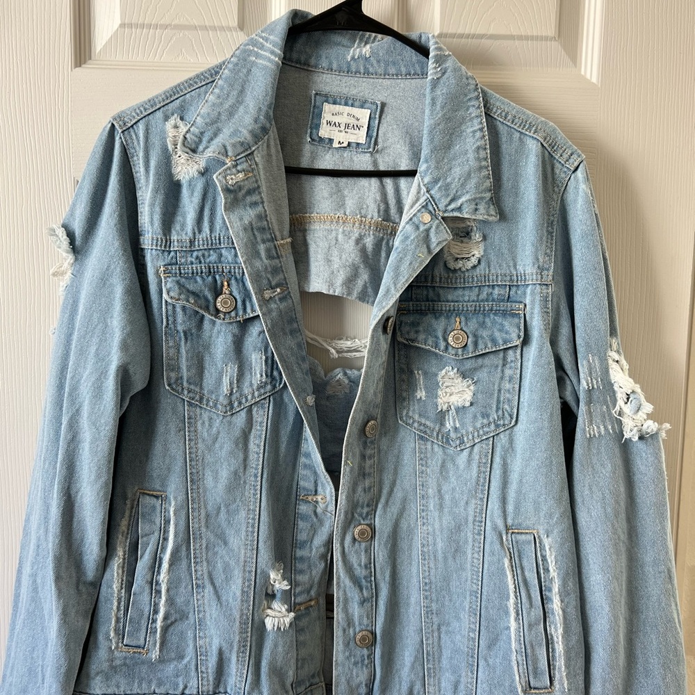 Wax Jean Light Blue Distressed Jean Jacket